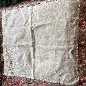 Matteo white linen & Lace Euro Sham 
White Lace Trim Pillowcase